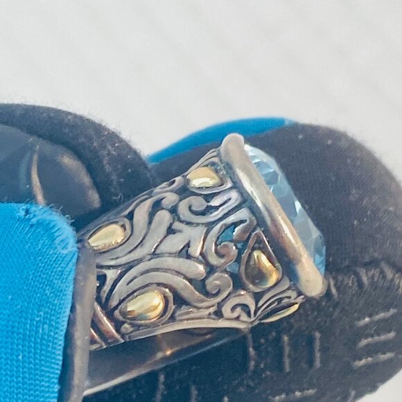 Vintage Sterling Silver & 18K Gold Ornate Gemstone Ring – BJC 925 18K - Picture 7 of 12